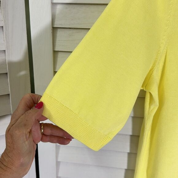 Talbots Sweater Size Medium Yellow Pineapple Hand Beaded NWOT - Picture 6 of 10